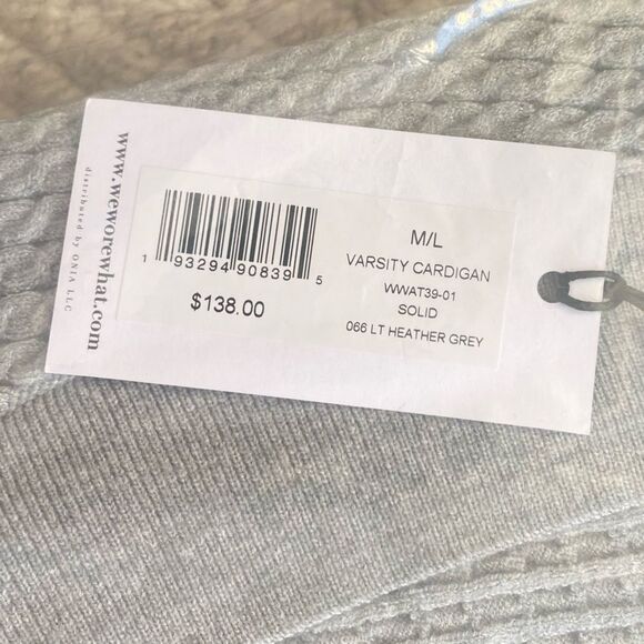 WeWoreWhat Varsity Schoolgirl V-neck Cable Cardigan Heather Gray Size M/L NWT - Picture 10 of 10